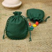 Personalized Logo Small Bags Handmade Jewelry Green Pouches Round PomPom Bags – CraftJaipur